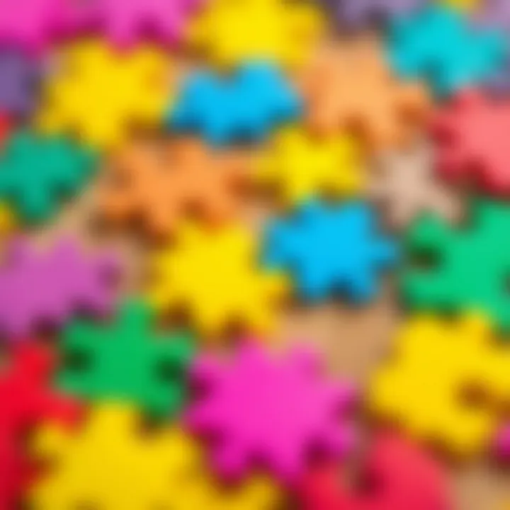 Colorful puzzle pieces arranged in a pattern
