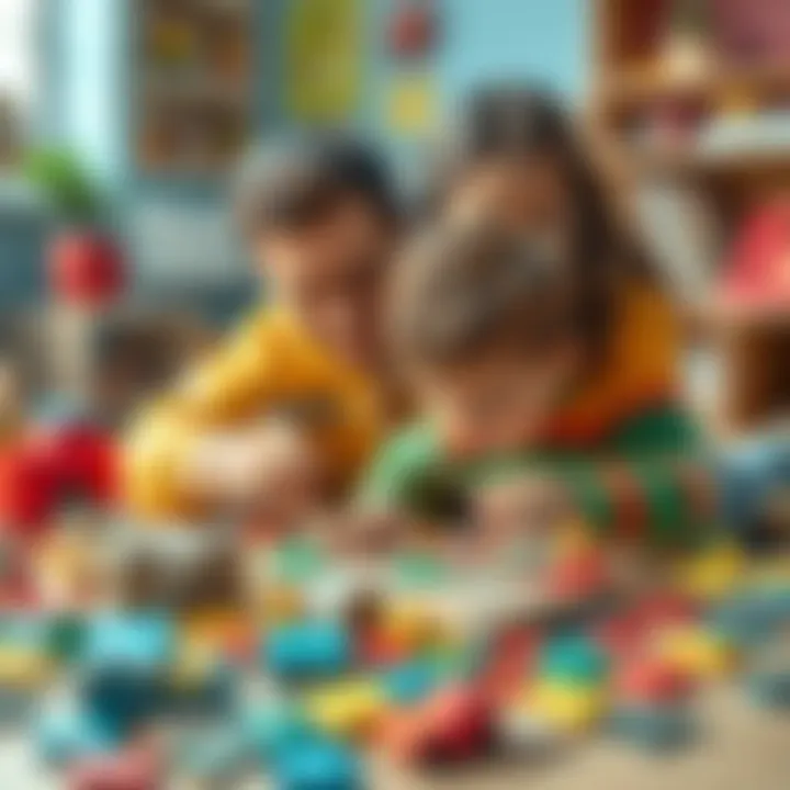 Parent and child working together on a puzzle