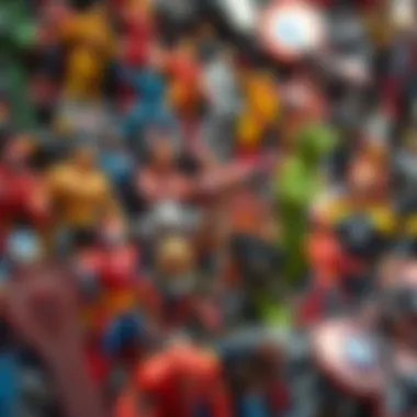 Rare Marvel Figures Display A well-organized display of rare Marvel action figures for collectors