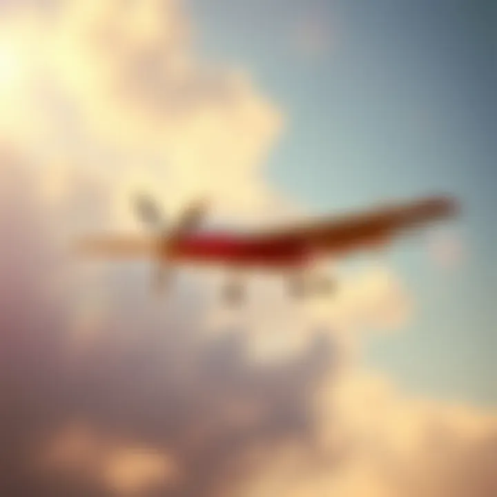 Remote-Controlled Airplane in Flight A remote-controlled airplane soaring in the sky