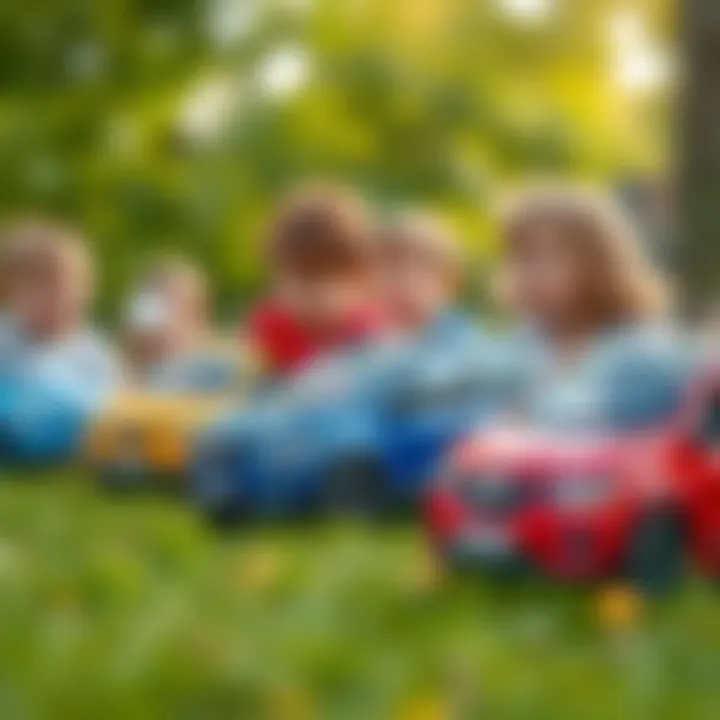 Group of children engaging in imaginative play with Renault Symbol cars