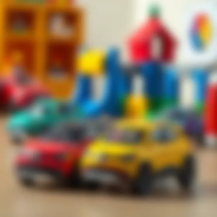 Educational setup featuring Renault Symbol toy cars for creative learning