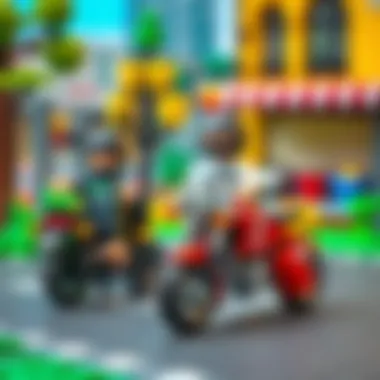 Safe play environment with Lego City motorcycles for kids