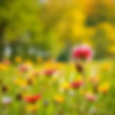 A serene watercolor landscape featuring wildflowers in a meadow