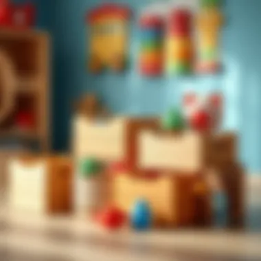 Set of wooden boxes ideal for toy storage