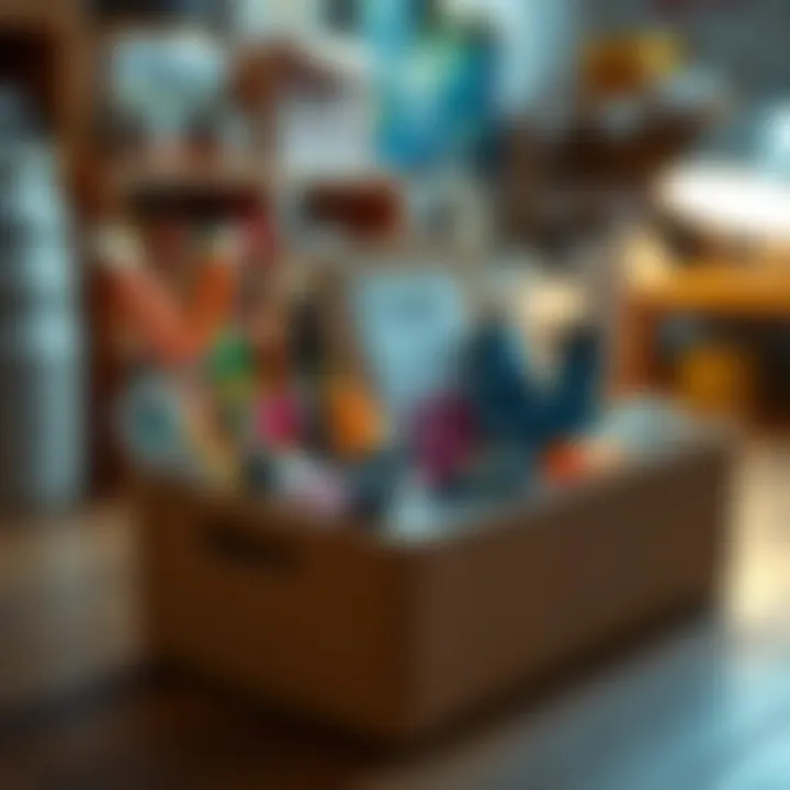 Art Supplies Storage Utilizing Shoe Box Art supplies storage made from a shoe box