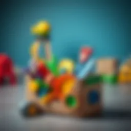 Colorful toy organizer made from a shoe box