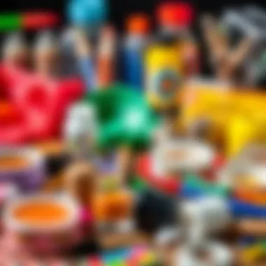 An array of colorful magic painting set materials displayed artistically, highlighting the variety and fun