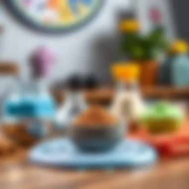 Close-up of slime ingredients on a table.