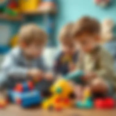 Group of children playing together with medical toys