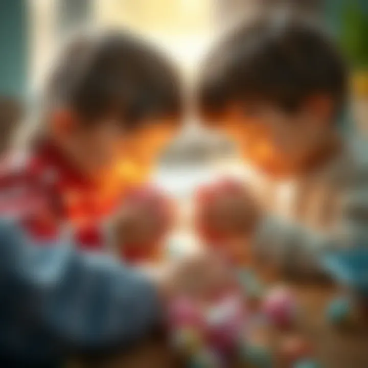 Children playing with surprise eggs together