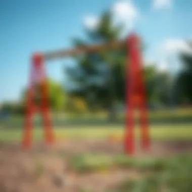 Swing set with multiple swings in a park