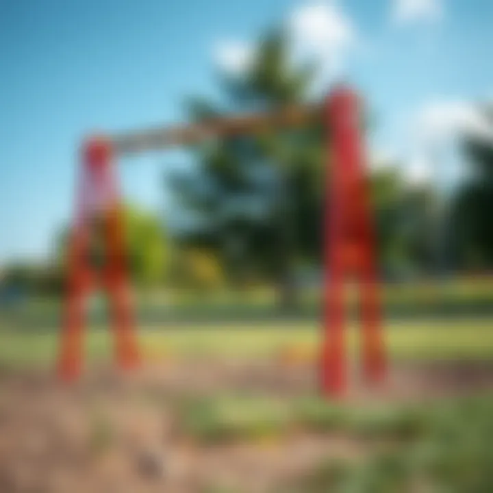 Swing set with multiple swings in a park