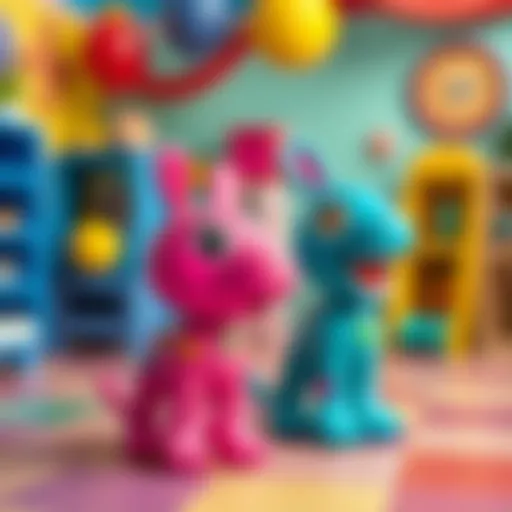 Colorful talki walki toys in a vibrant playroom