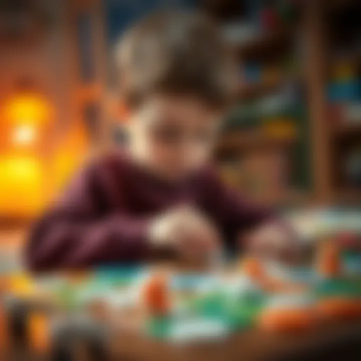 Child Solving Puzzle A child focused on solving a puzzle related to the fox game