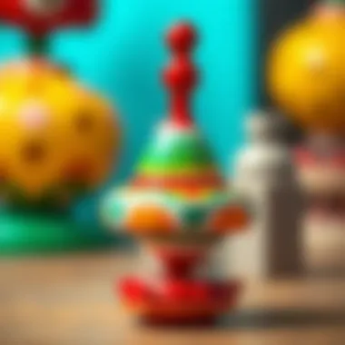 A colorful spinning top toy showcasing its traditional design