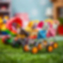 Colorful toy baby stroller with various designs