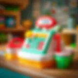 Colorful toy cash register set for children