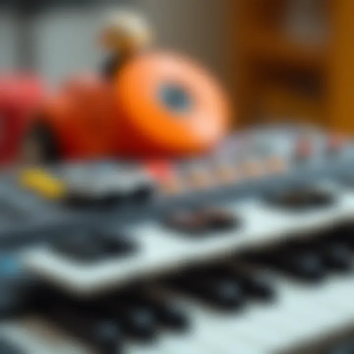 Close-up of toy keyboard features