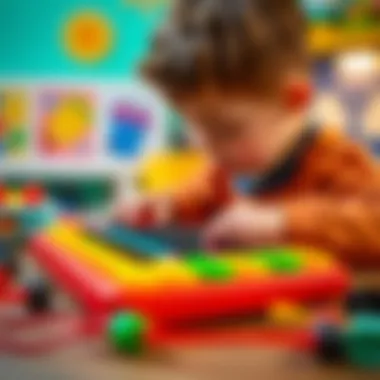 Colorful toy keyboard stimulating creativity