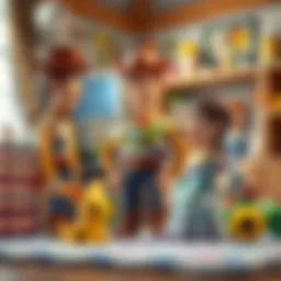 Toy Story characters interacting in a child's room