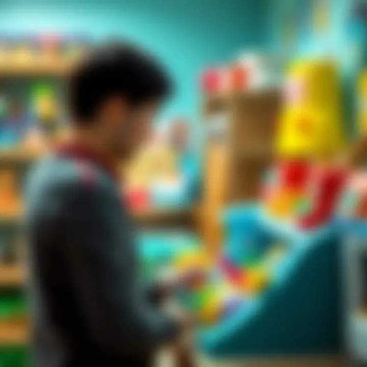 A parent selecting toys in a preschool