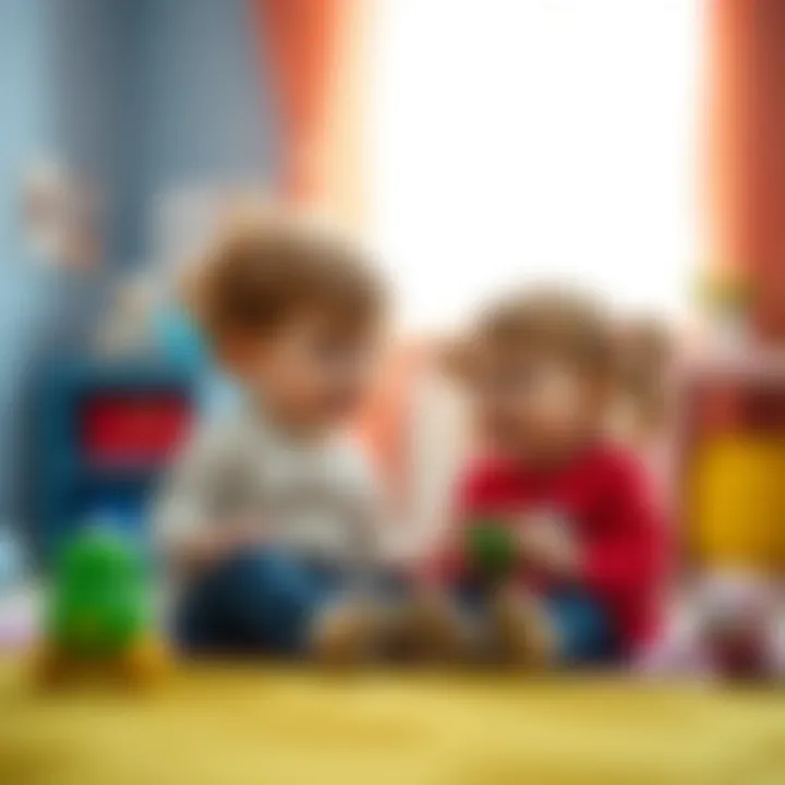 Twins exploring their surroundings in a safe environment