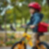 Child riding a bike in a park