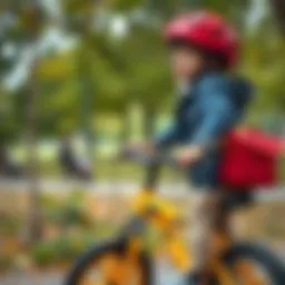Child riding a bike in a park