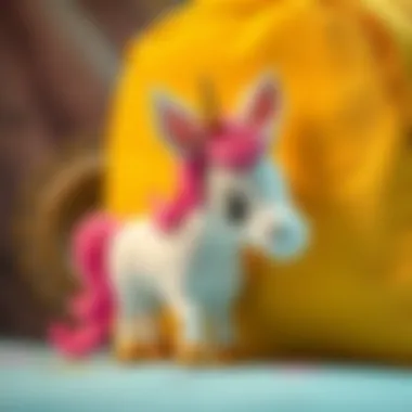 Close-up of unicorn bag features and materials