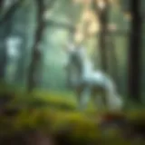 Majestic unicorn standing in a mystical forest