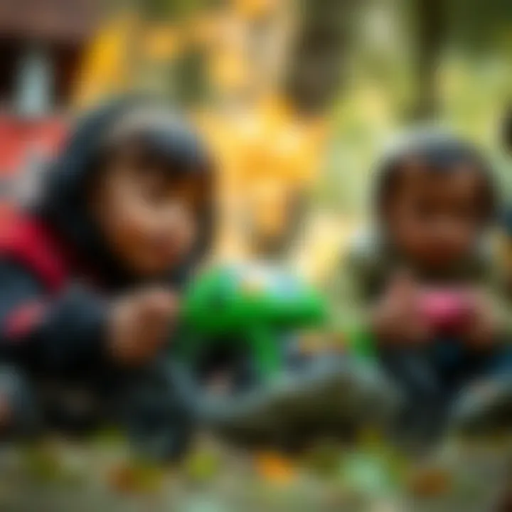 Children playing with remote control bug