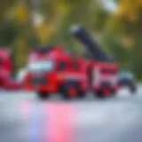 Remote-controlled fire truck in action