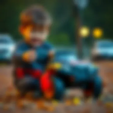 Child joyfully playing with a remote-controlled Tofaş toy