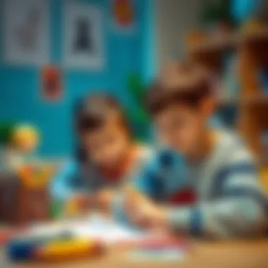 An interactive writing session between a parent and child, fostering language skills.