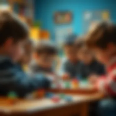 Children engaged in a group activity playing the game