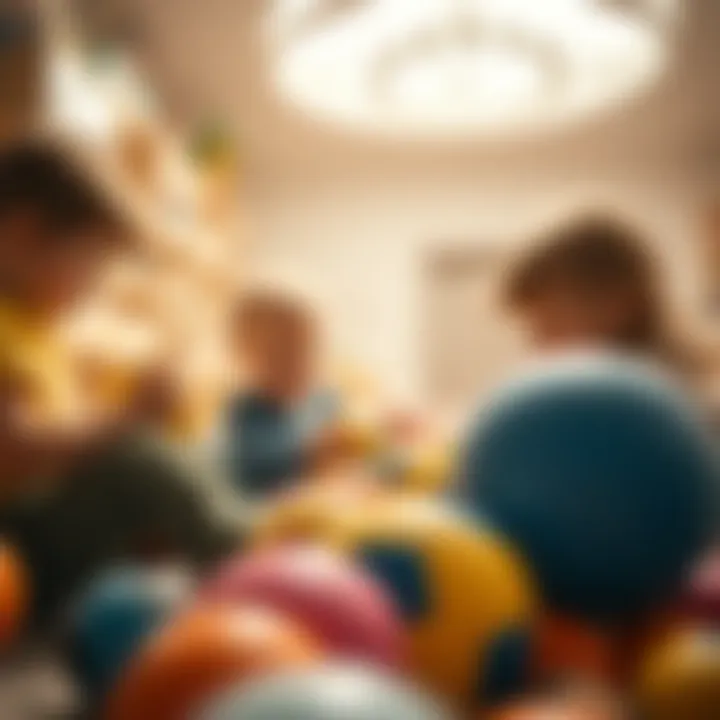 Children engaging in physical activities with soft balls