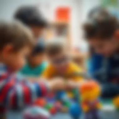 Child collaborating with peers in a team challenge