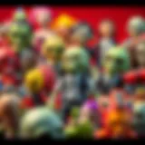 Vibrant collection of zombie toys displaying creativity